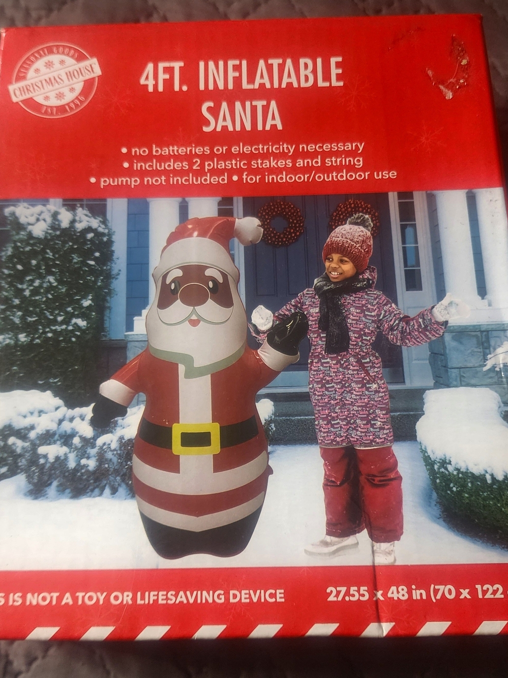 Christmas House 4 Ft. Inflatable Santa Inflatable Santa Red Like New